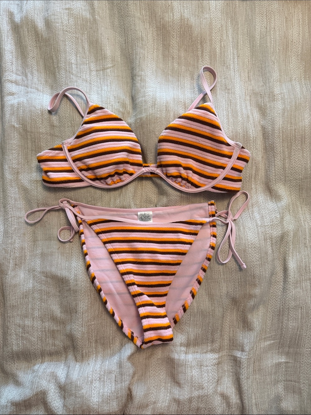 Retro Terrycloth Striped Bikini (L top/M bottom)